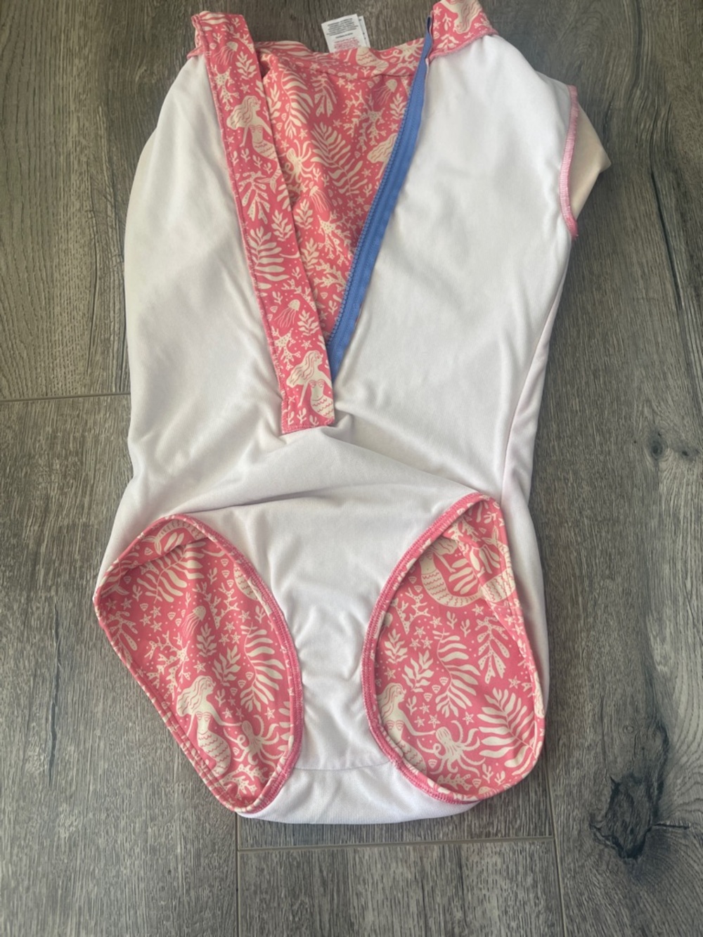 Boden Pink Mermaid Short-Sleeve One-Piece Swimsuit with Blue Zip - Picture 12 of 12